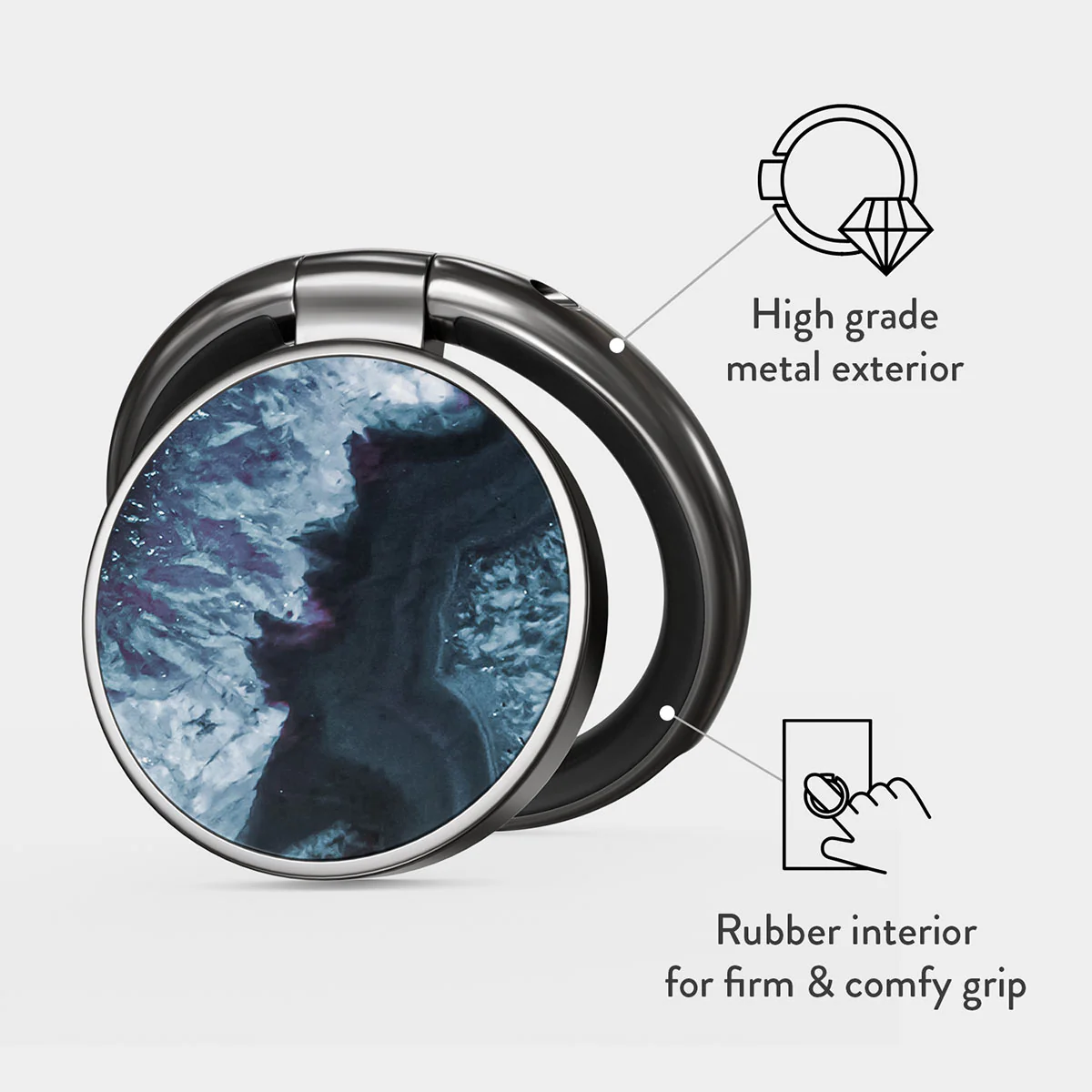 Frozen Lake - Gray Marble Adhesive Ring Holder