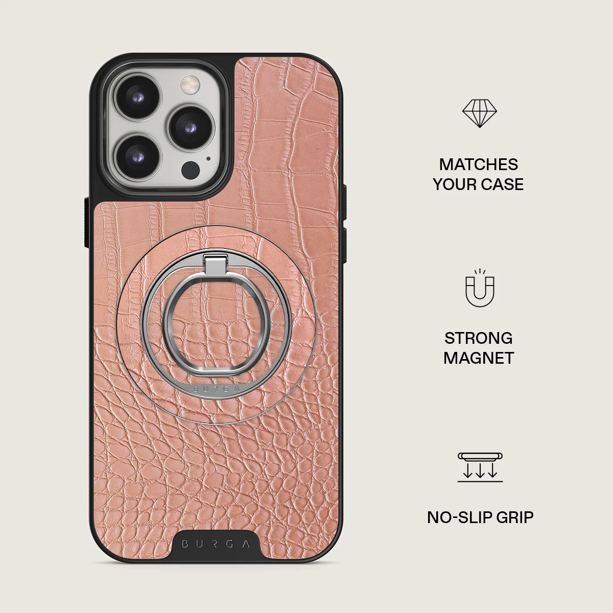 Pink Croco - Magnetic Ring Holder