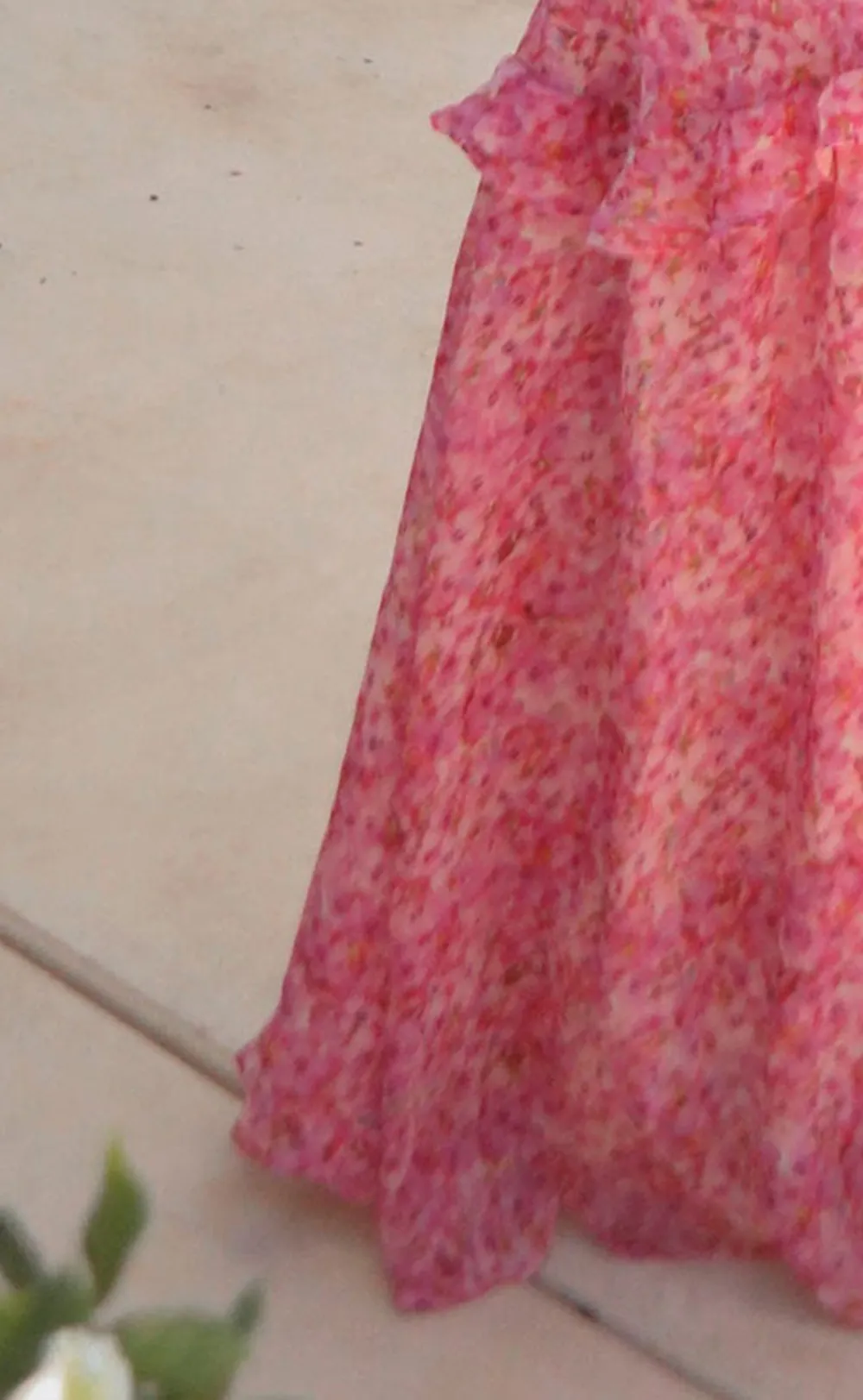 Pink Floral Ruffled Mermaid Maxi Dress