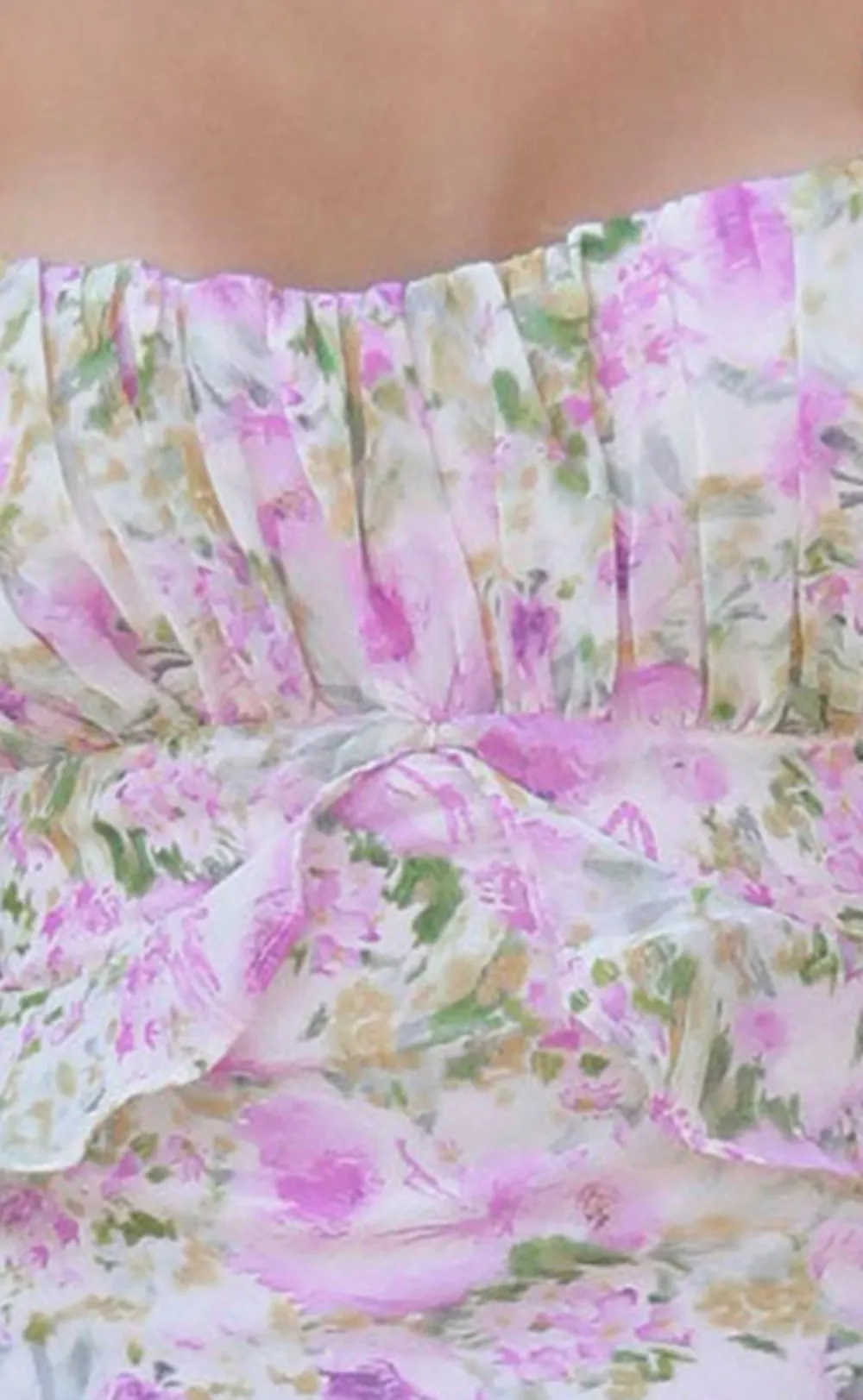 Pink Floral Ruffled Maxi Dress