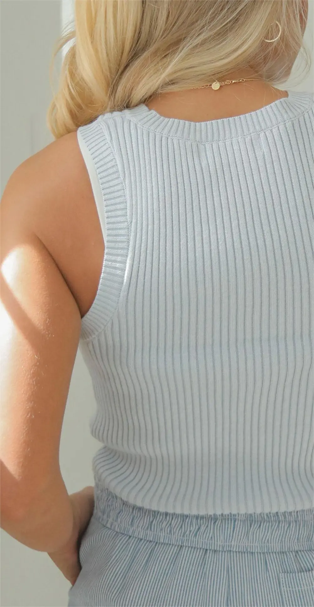 Sleeveless Ribbed Knit Tank Top