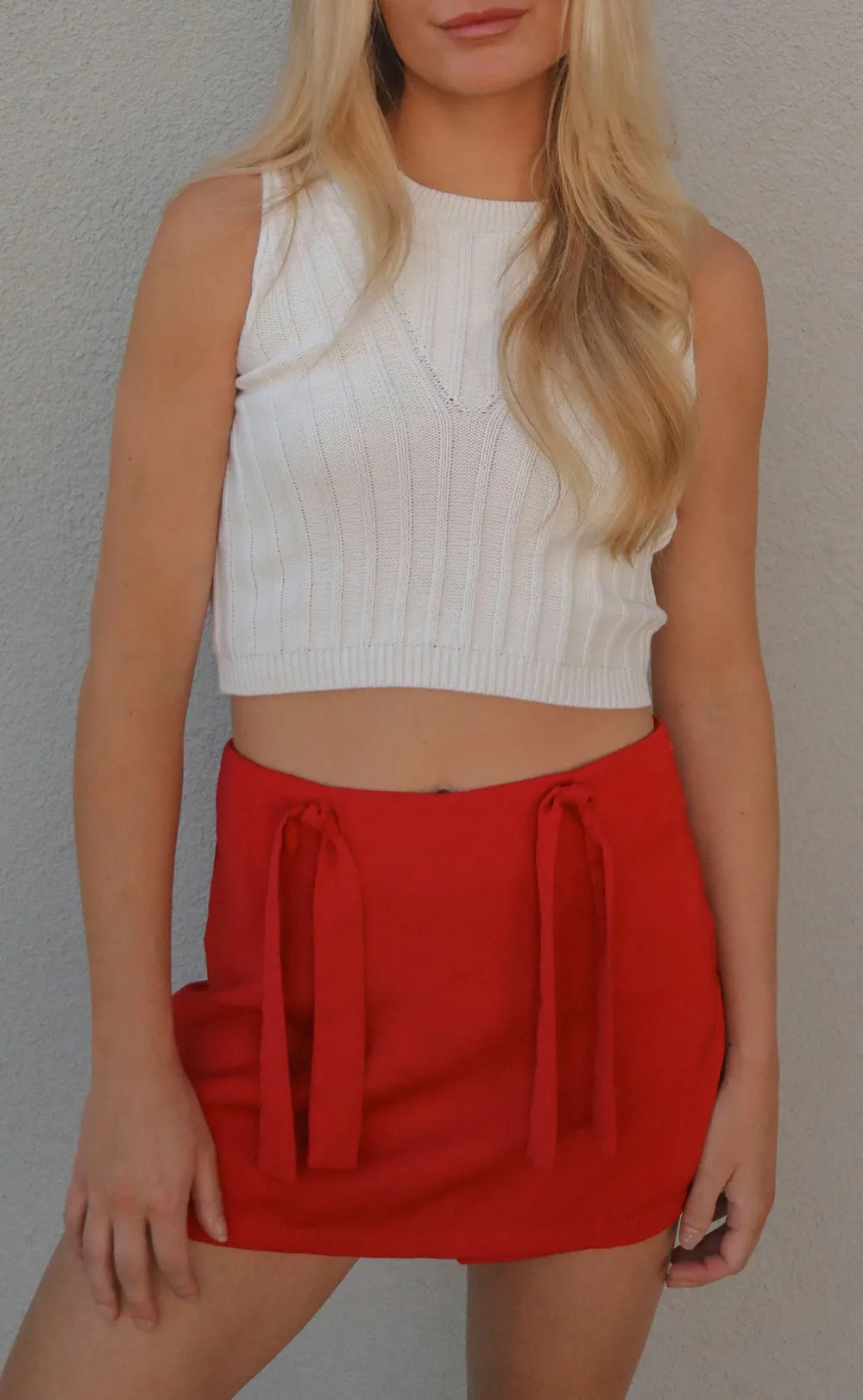 High Rise Red Mini Skort
