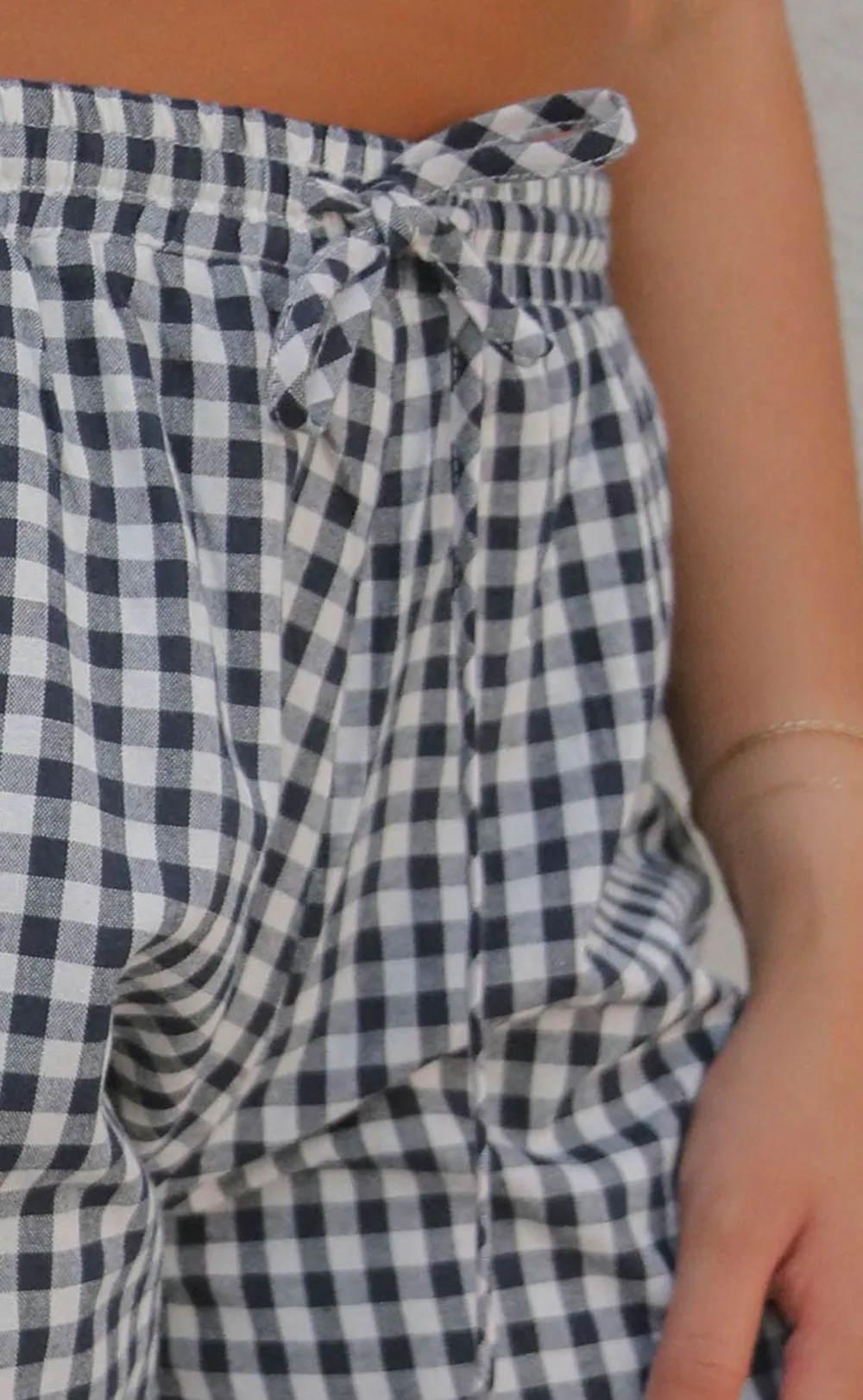 Black and White Gingham Wide Leg Pants