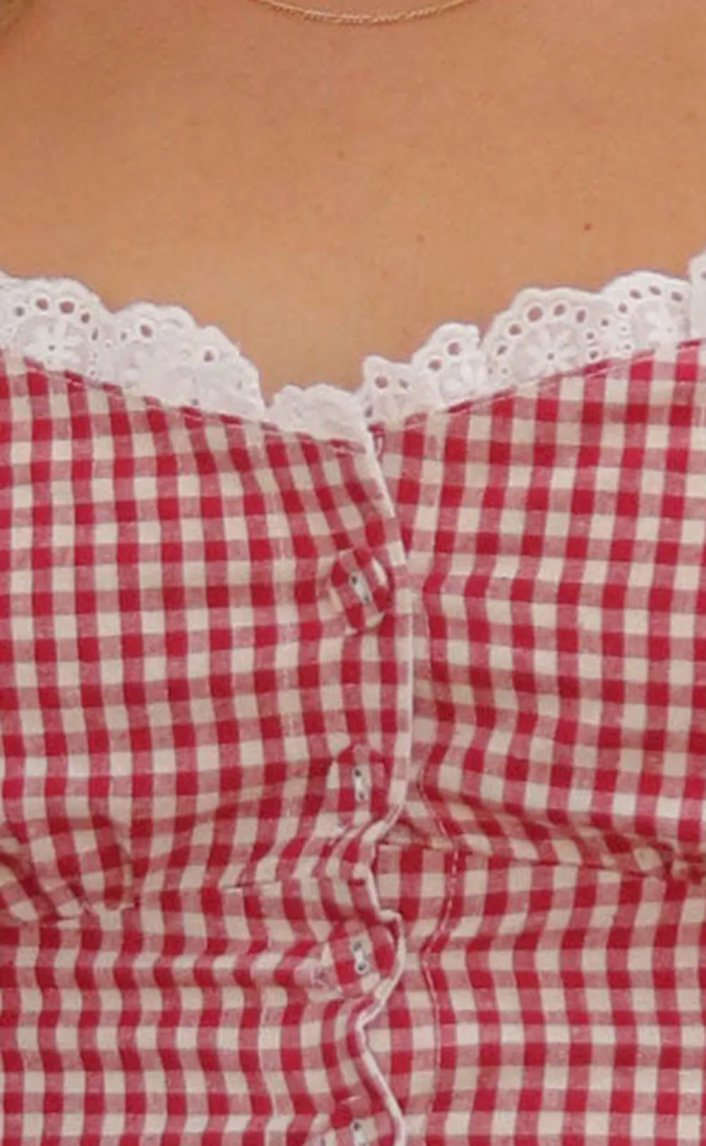 Gingham Ruffled Crop Top and Skirt Set