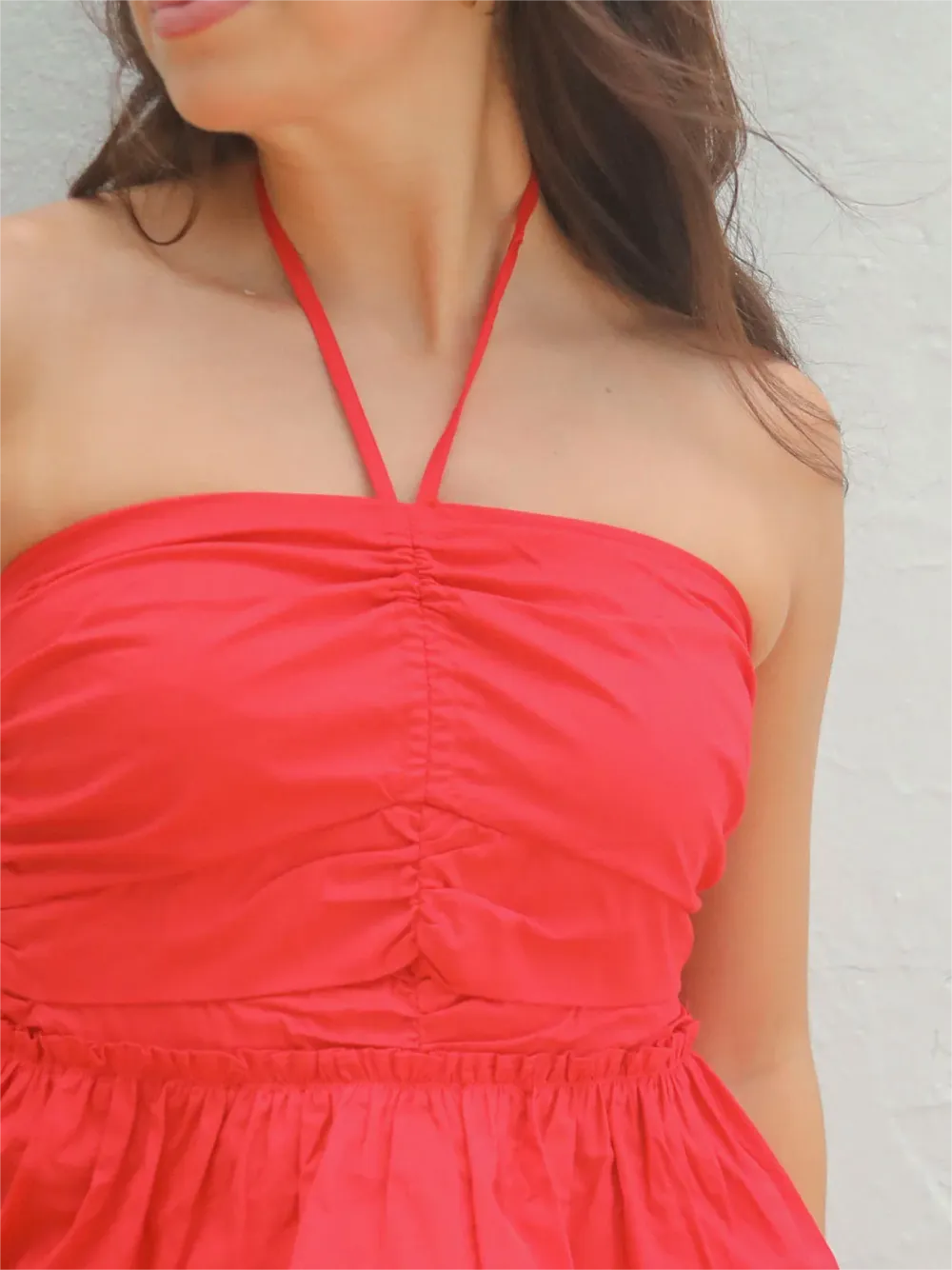 Halter Neck Ruched Peplum Top