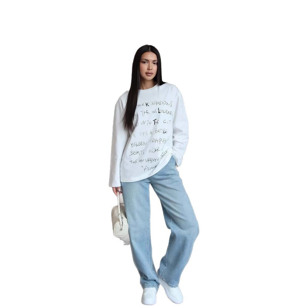 Letter - Printed Long - Sleeve T - shirt