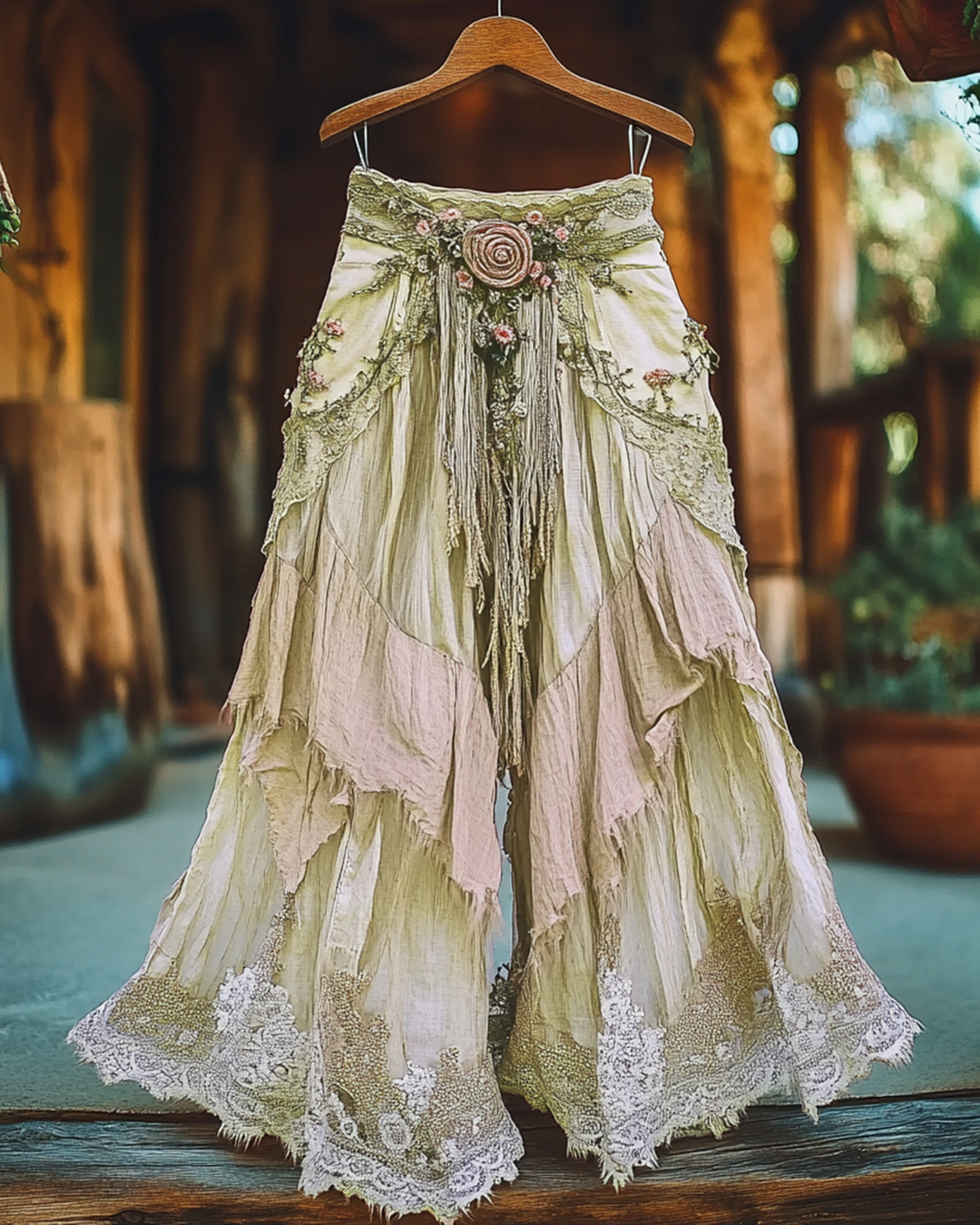 Summer Vacation Ruffle Lace Patchwork Pant