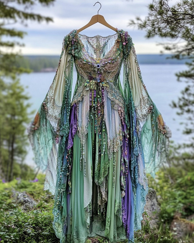 Summer Vacation Ruffle Lace Contrast Color Dress