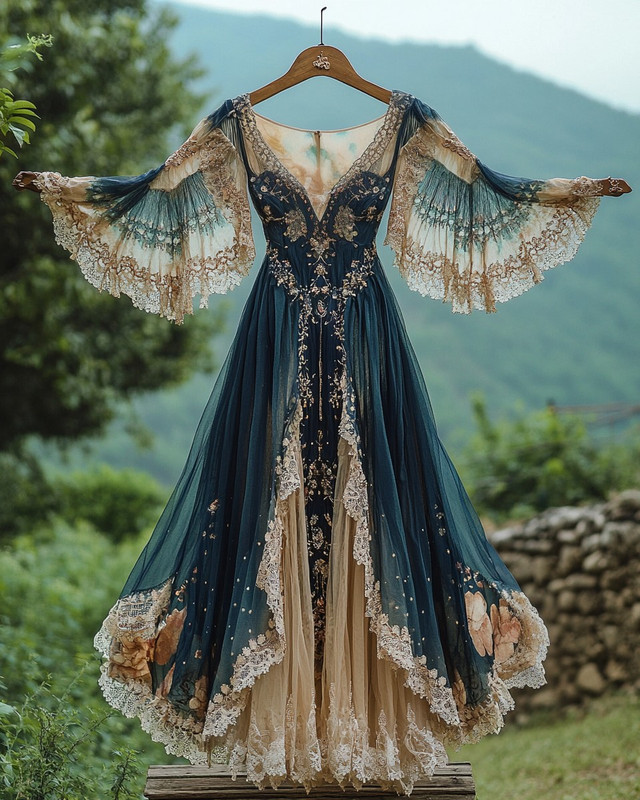 Summer Holiday Ruffle Lace Contrast Maxi Dress