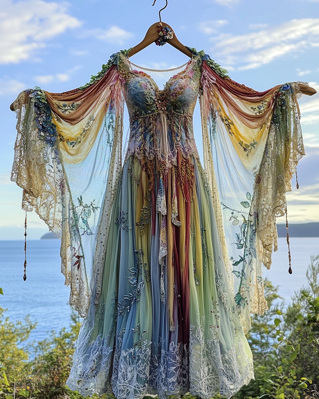 Summer Holiday Ruffle Lace Contrast Dress