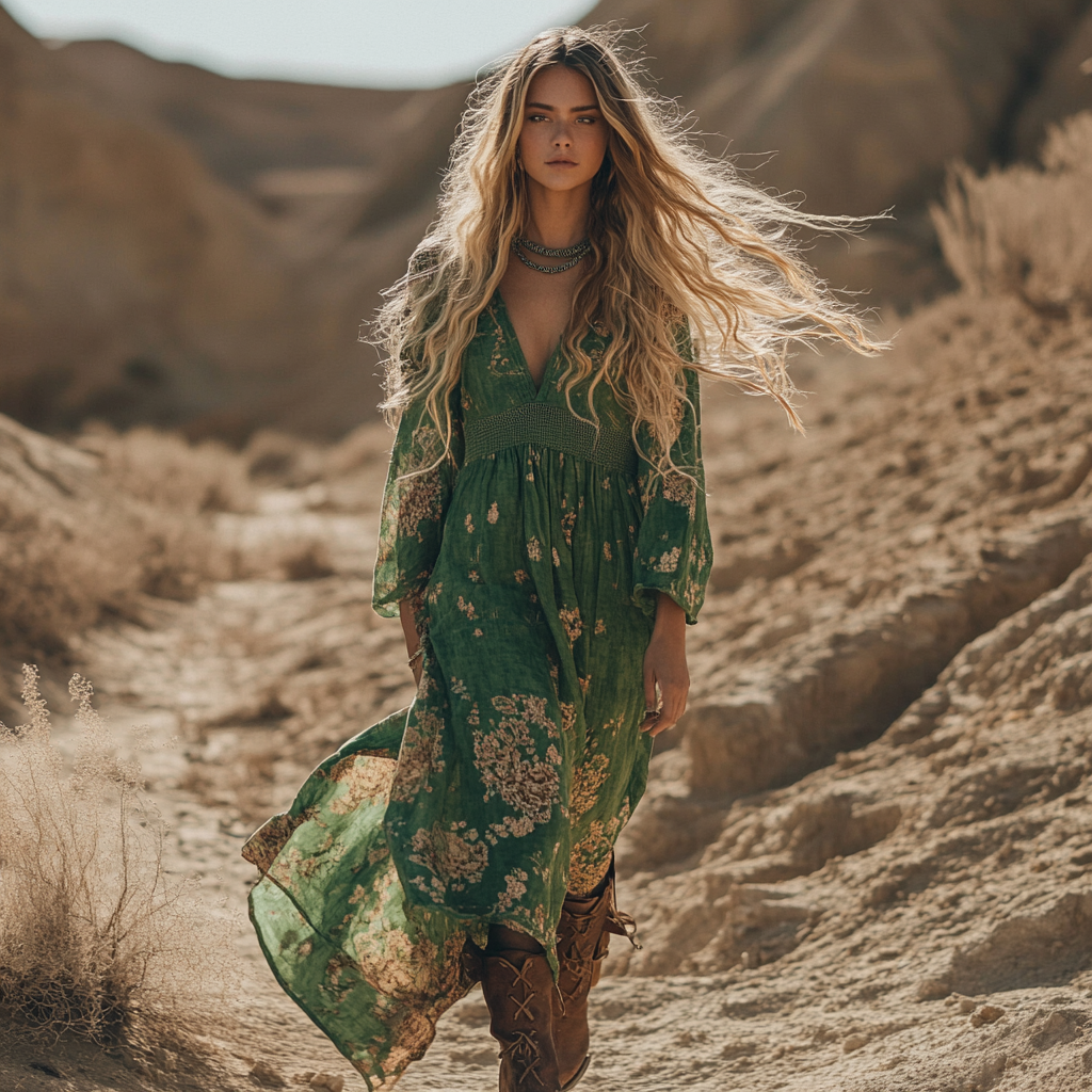 Desert Style Holiday Bohemian Vintage Linen Casual Dress