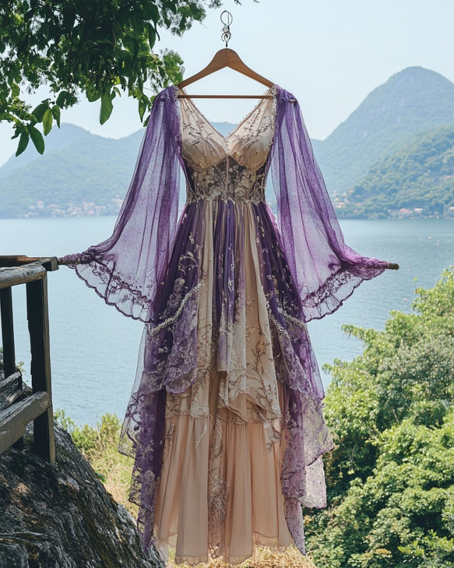 Summer Holiday Ruffle Lace Contrast Maxi Dress