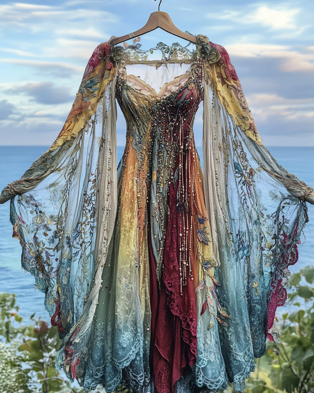 Summer Holiday Ruffle Lace Contrast Dress