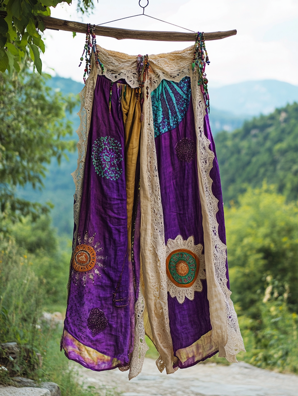 Summer Vacation Ruffle Lace Contrast Pants