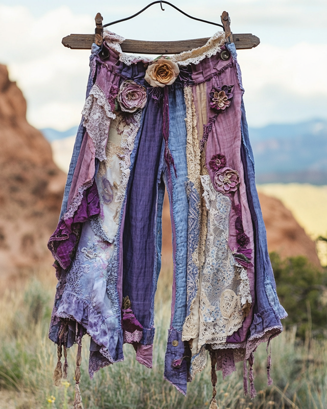 Summer Vacation Ruffle Lace Contrast Pants