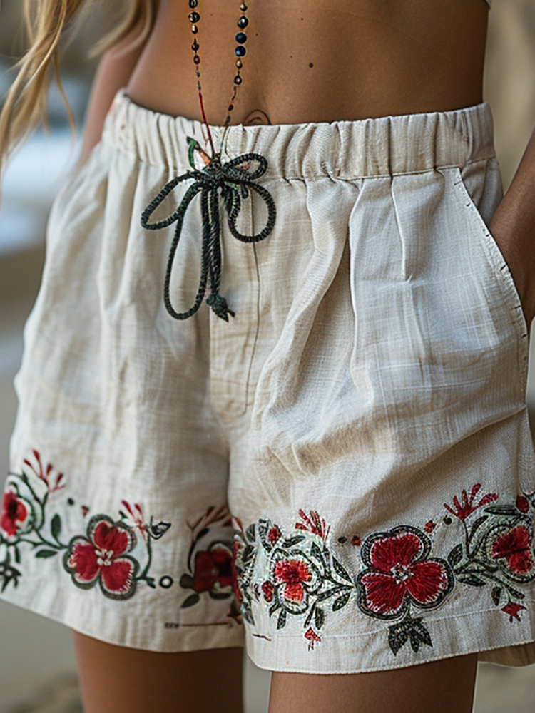 Vintage Vacation Art Painting Casual Shorts