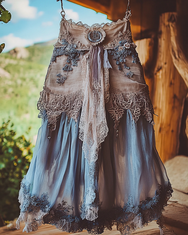 Summer Vacation Ruffle Lace Patchwork Skirt