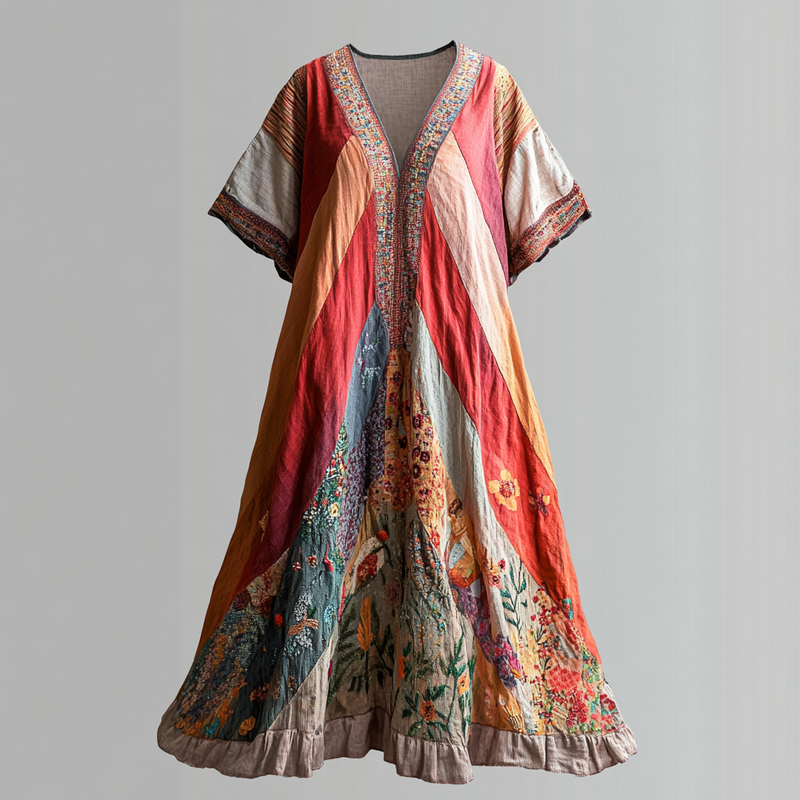 Embroidered Vintage Casual Dress