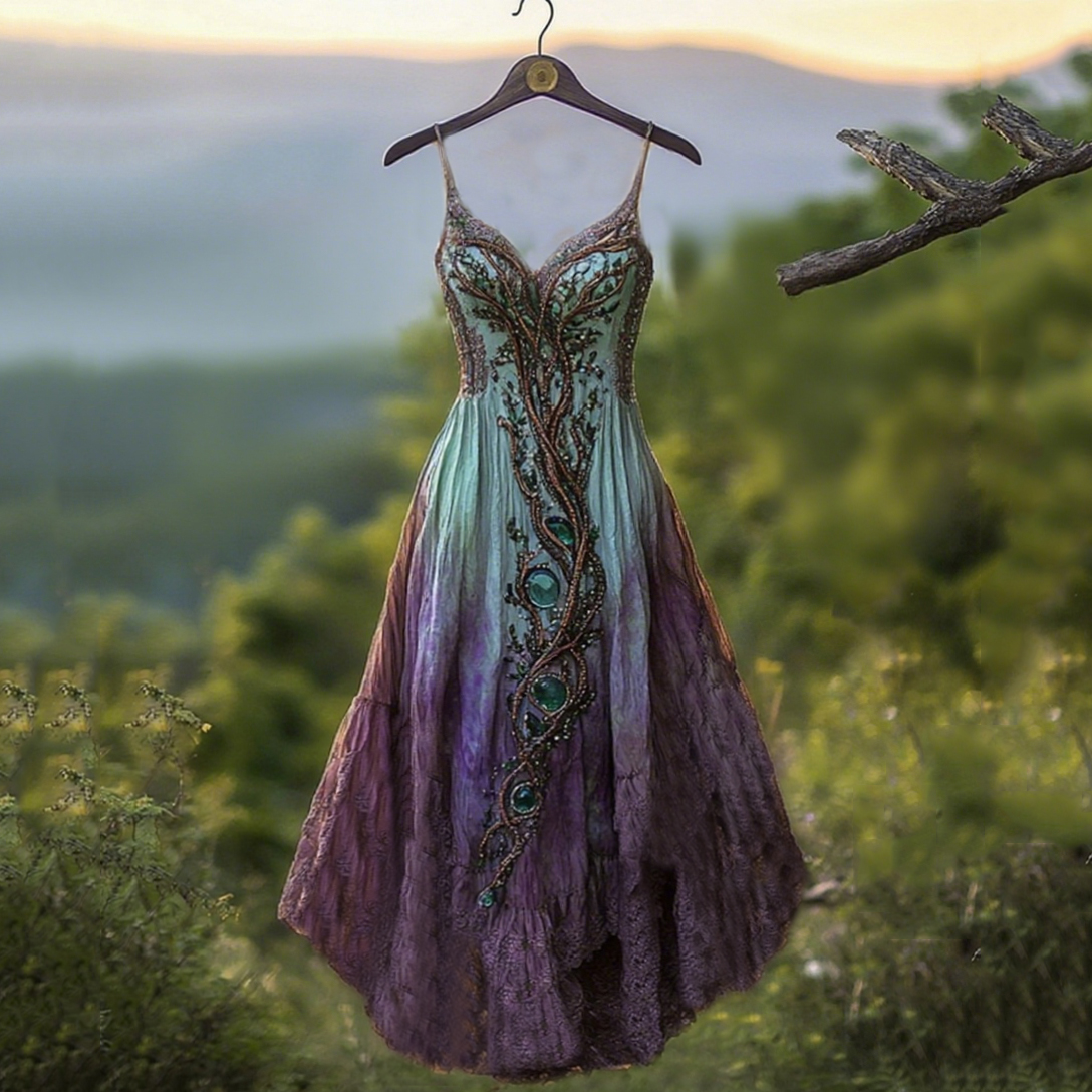 Viking Tribal Celtic Tree Of Life Gradient Sling Maxi Dress