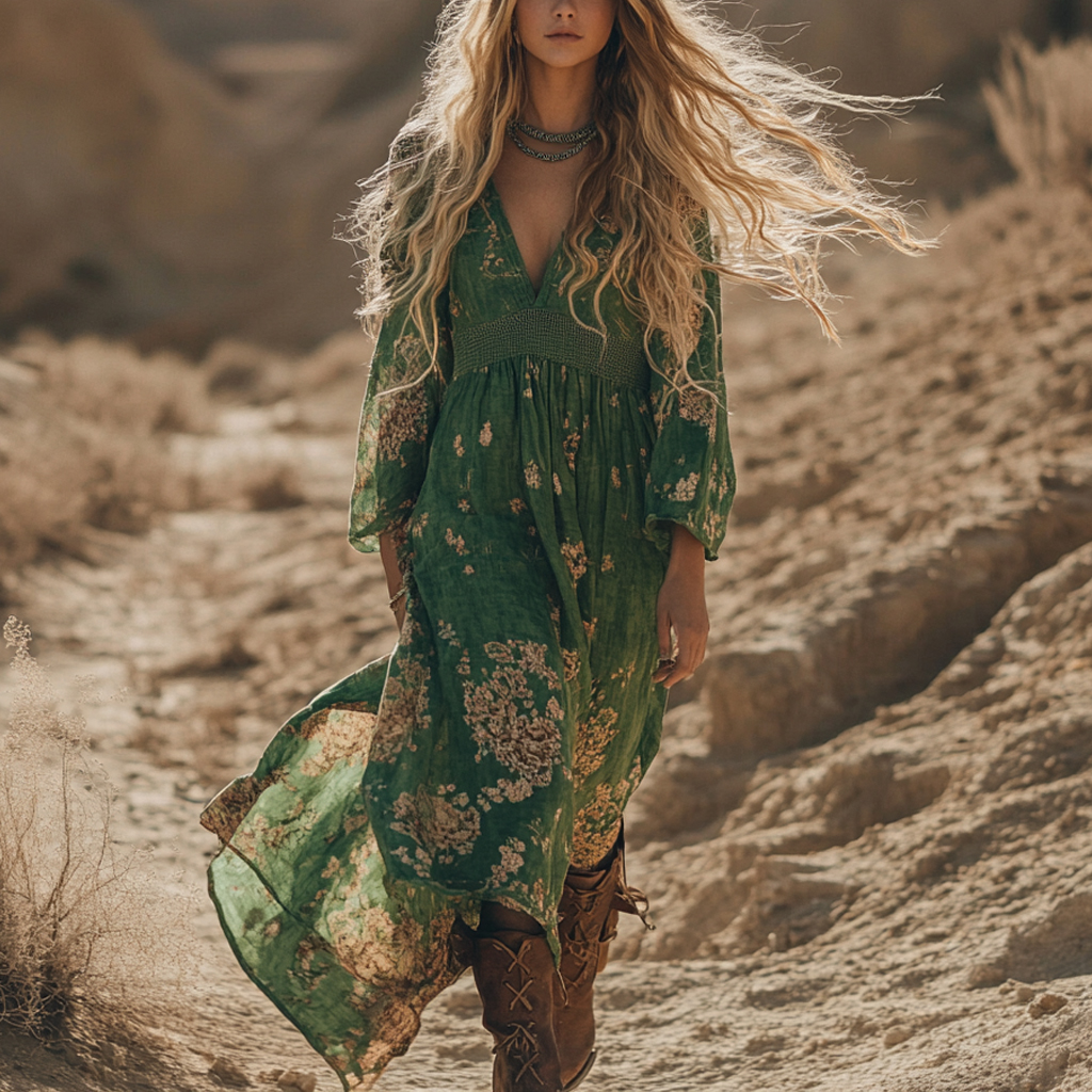 Desert Style Holiday Bohemian Vintage Linen Casual Dress