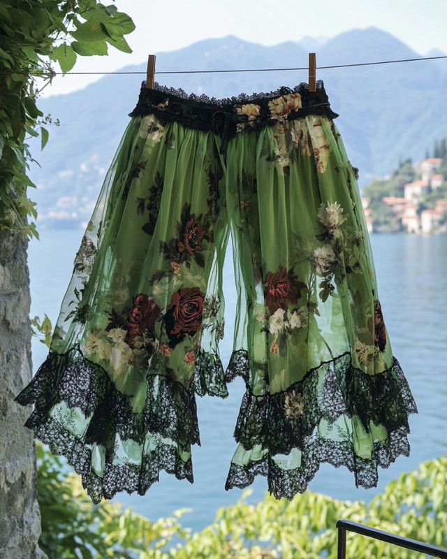 Summer Vacation Ruffle Lace Chiffon Shorts