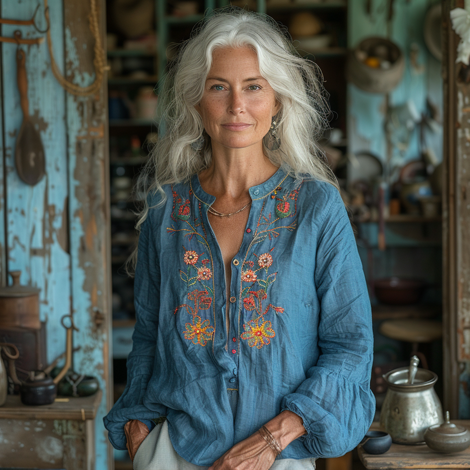 Women's Resort Embroidered Loose Shirt