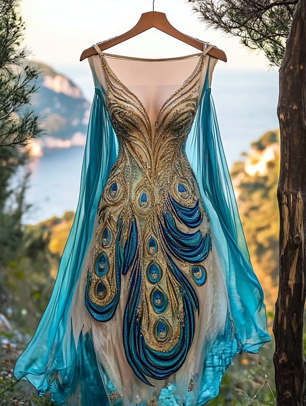 Summer Vintage Floral Beaded Dress