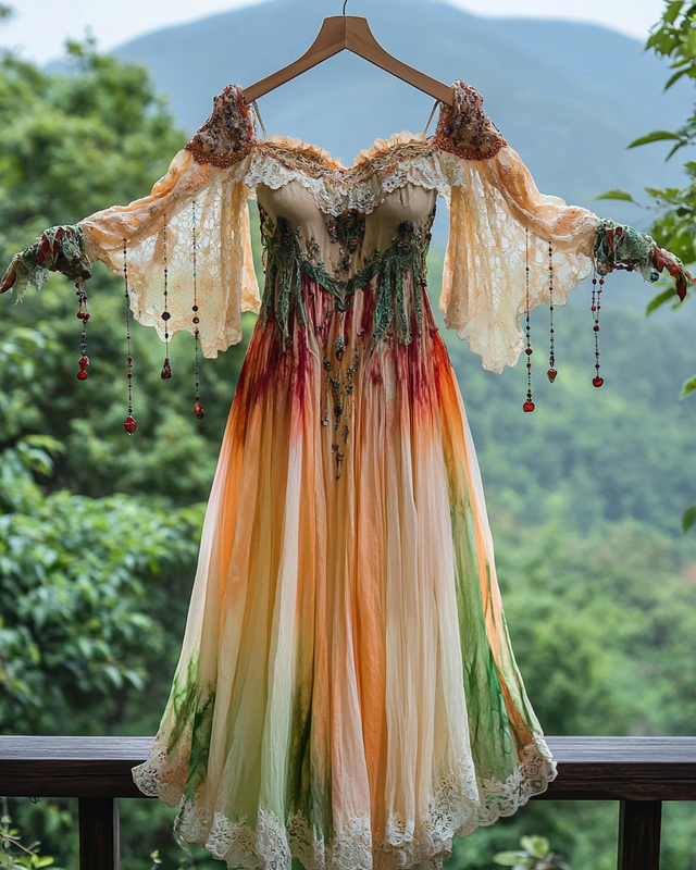 Summer Holiday Ruffle Lace Contrast Dress