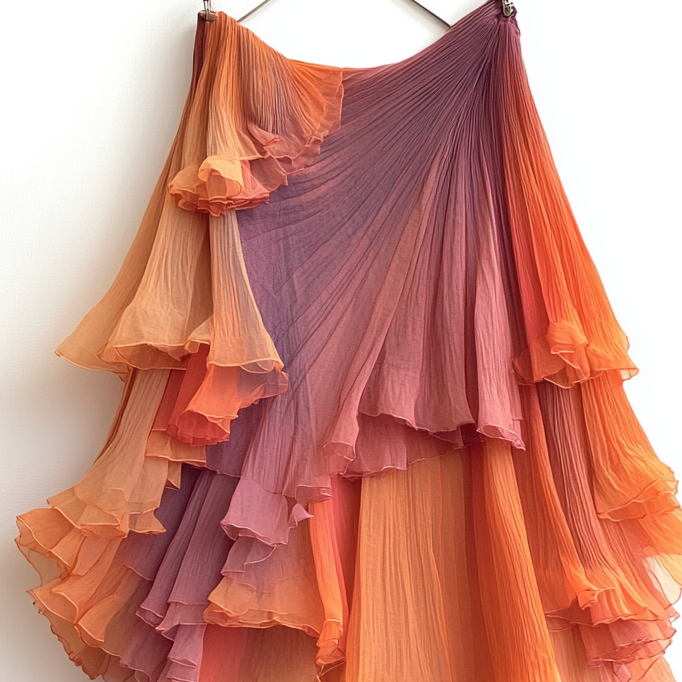 Summer gradient ruffle skirt