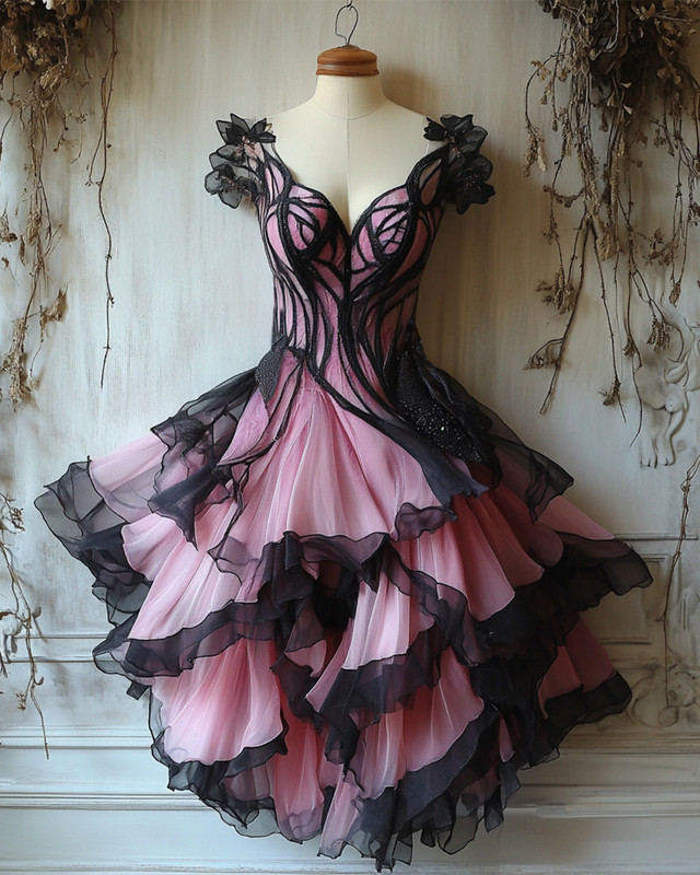 Summer fashion irregular multi-layered design dress