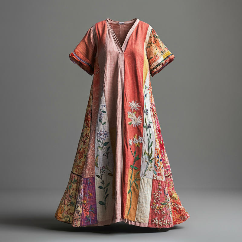 Embroidered Vintage Casual Dress