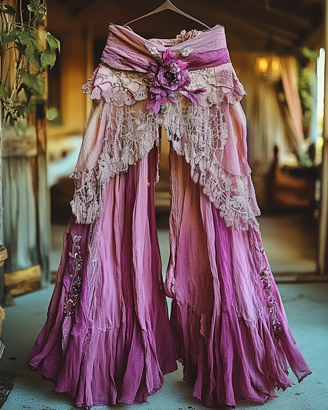 Summer Vacation Ruffle Lace Patchwork Pant