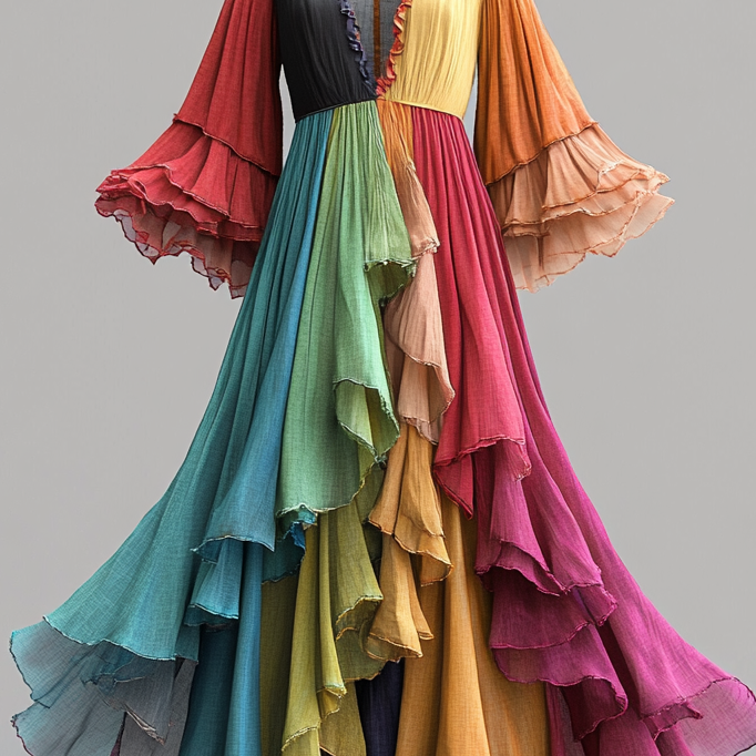 Secret of the Universe Embroidered Vintage Casual Dress