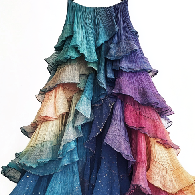 Summer gradient ruffle skirt