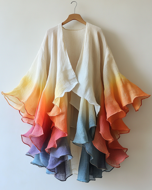 Summer Rainbow Gradient Chiffon Cardigan
