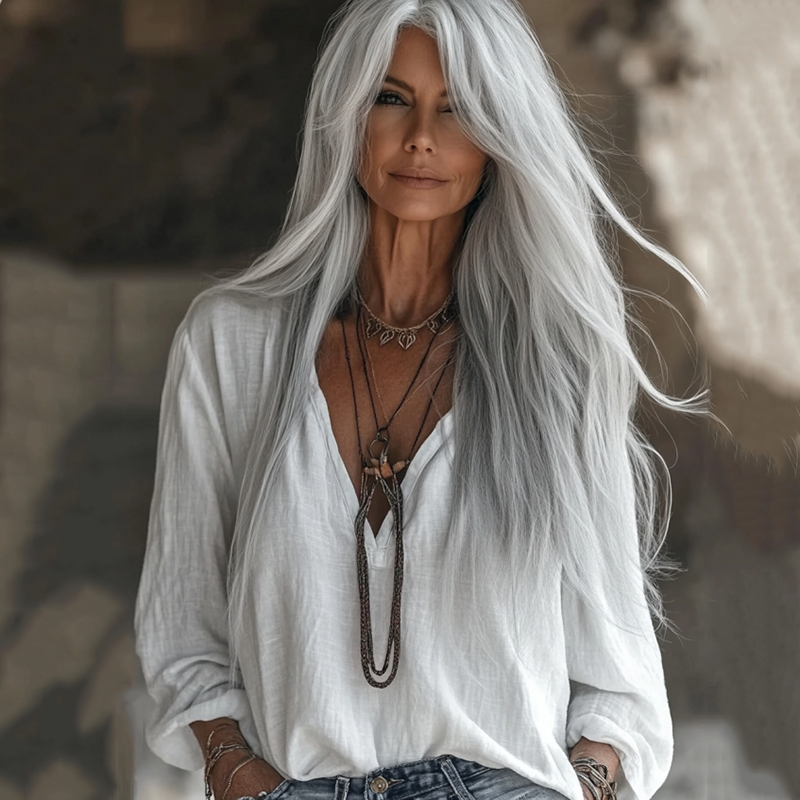 Vintage V Neck Cotton Linen Comfy Shirt