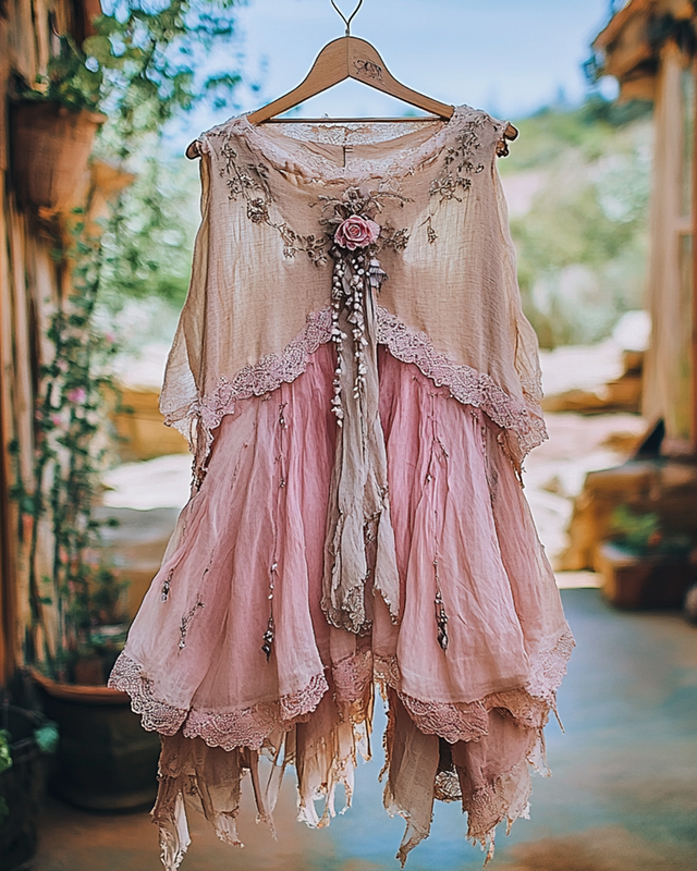 Summer Vacation Ruffle Lace Patchwork Top