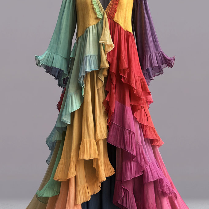 Secret of the Universe Embroidered Vintage Casual Dress