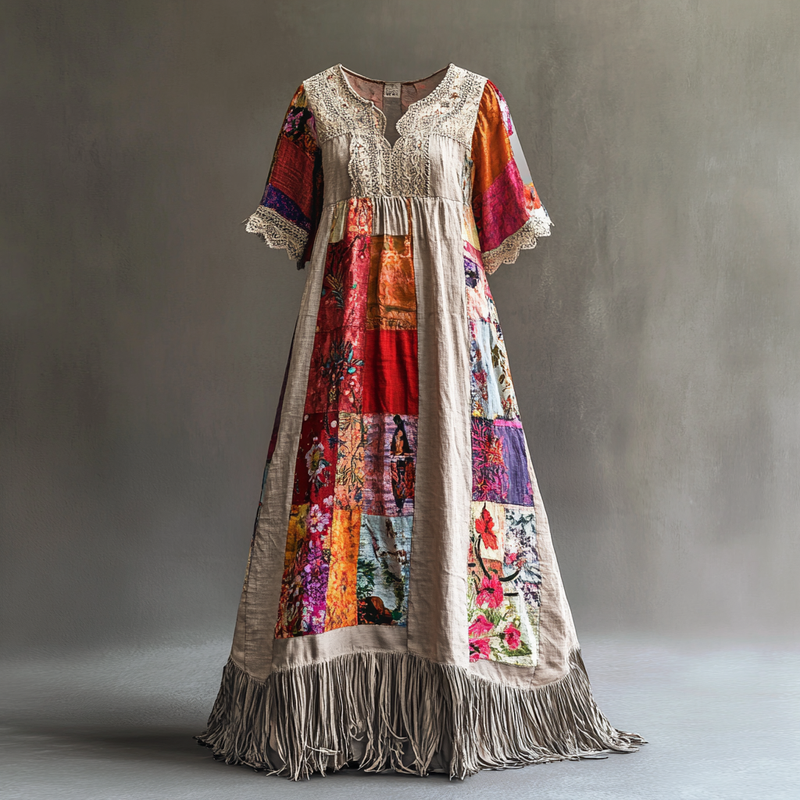 Embroidered Vintage Casual Dress