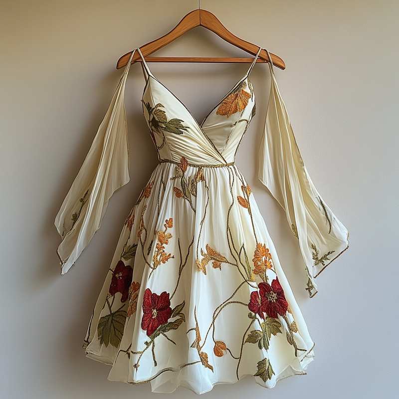 Embroidery summer handmade irregular dress