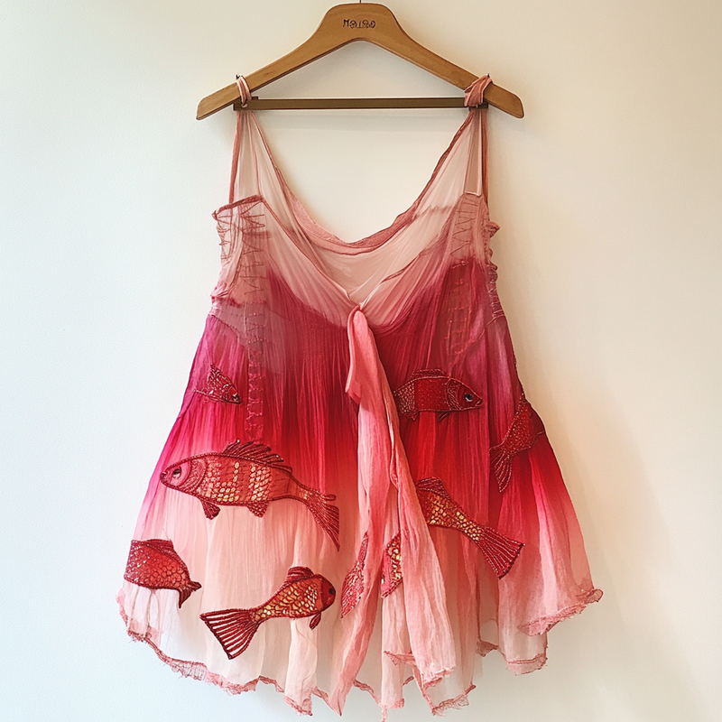 Vacation Fish Handmade Color-Blocking Rainbow Irregular Top