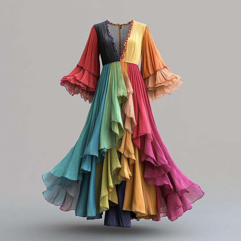 Secret of the Universe Embroidered Vintage Casual Dress