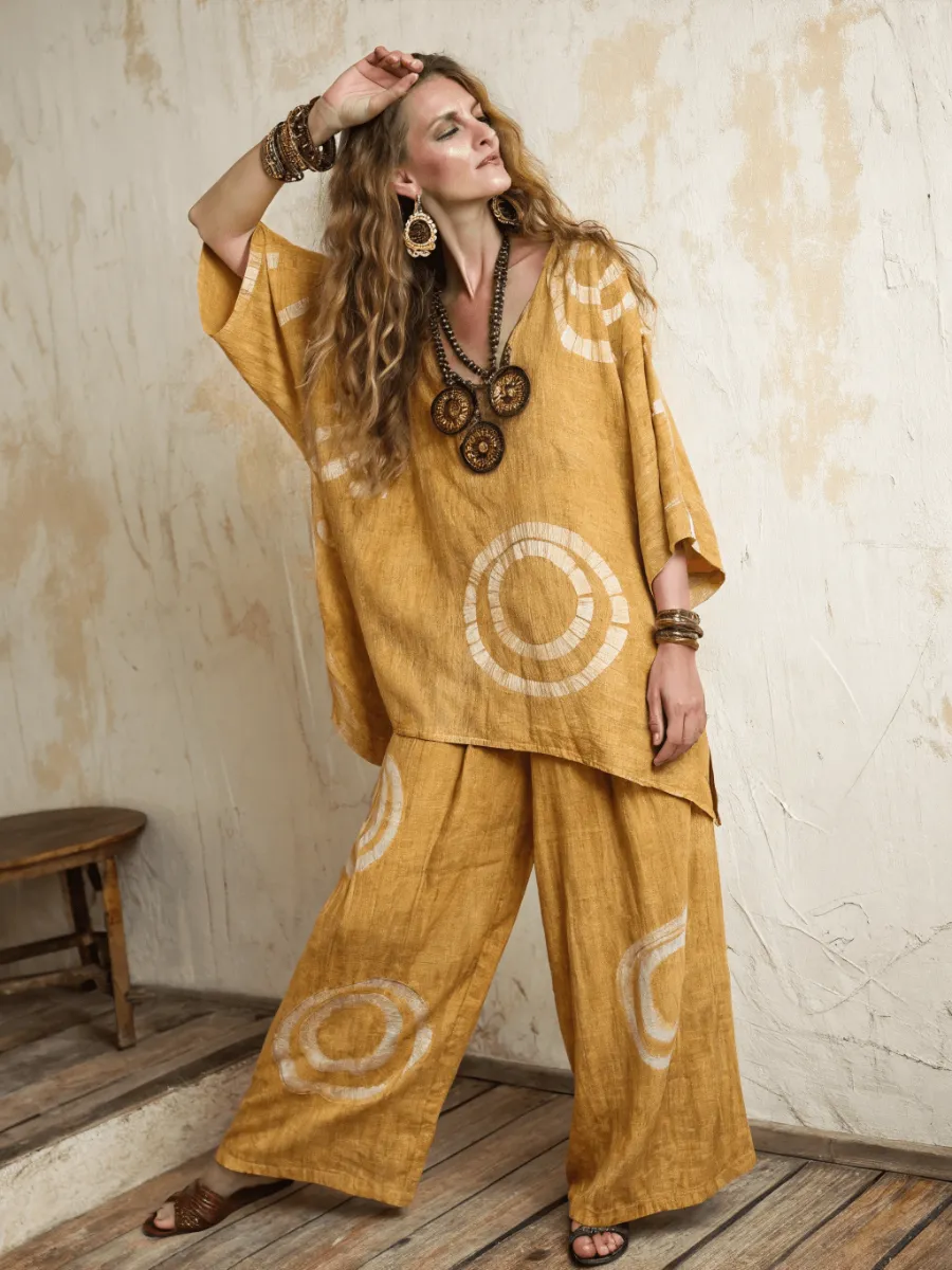 Cotton and linen women's loose suit