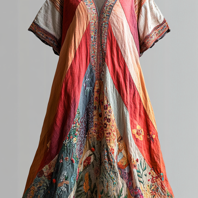 Embroidered Vintage Casual Dress