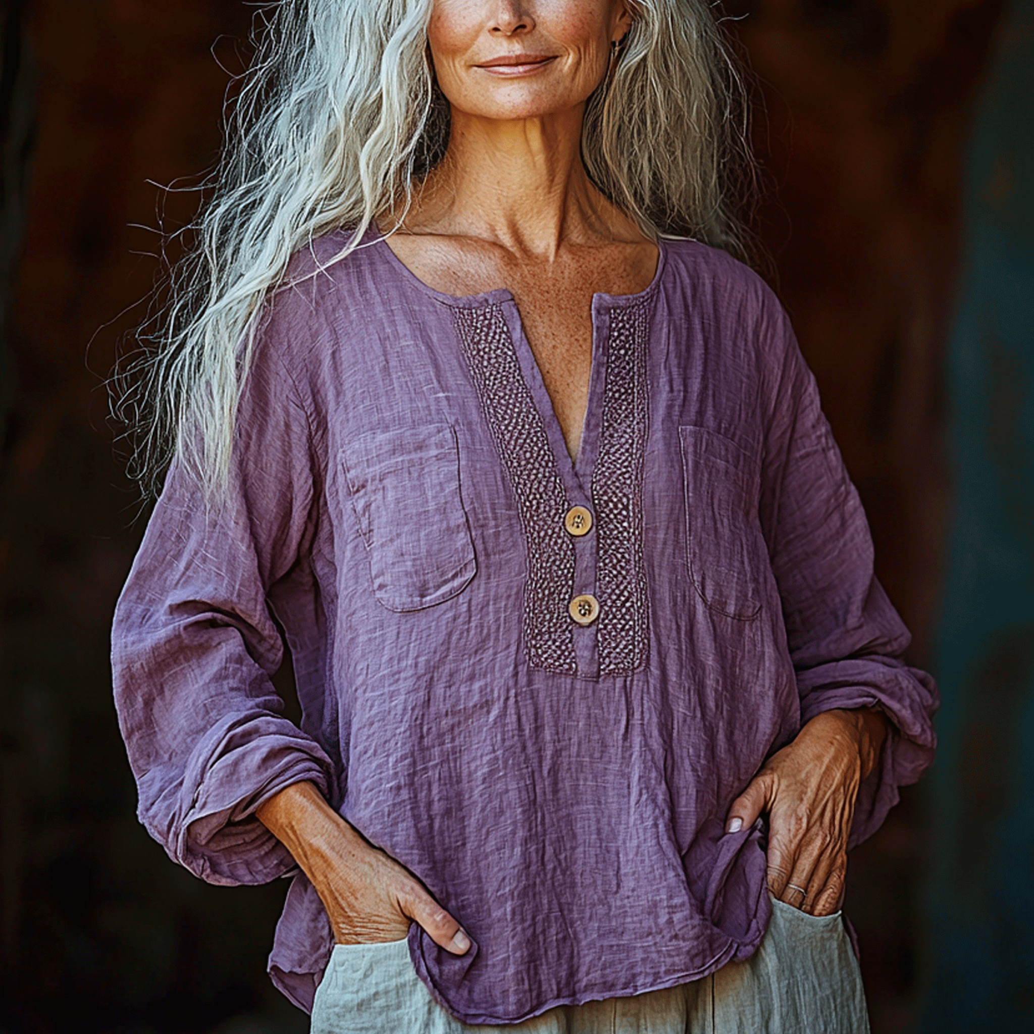 Women's Spring & Summer Solid Color Casual Loose Linen Shirt