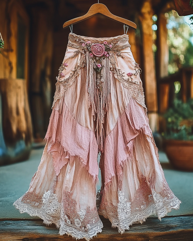 Summer Vacation Ruffle Lace Patchwork Pant