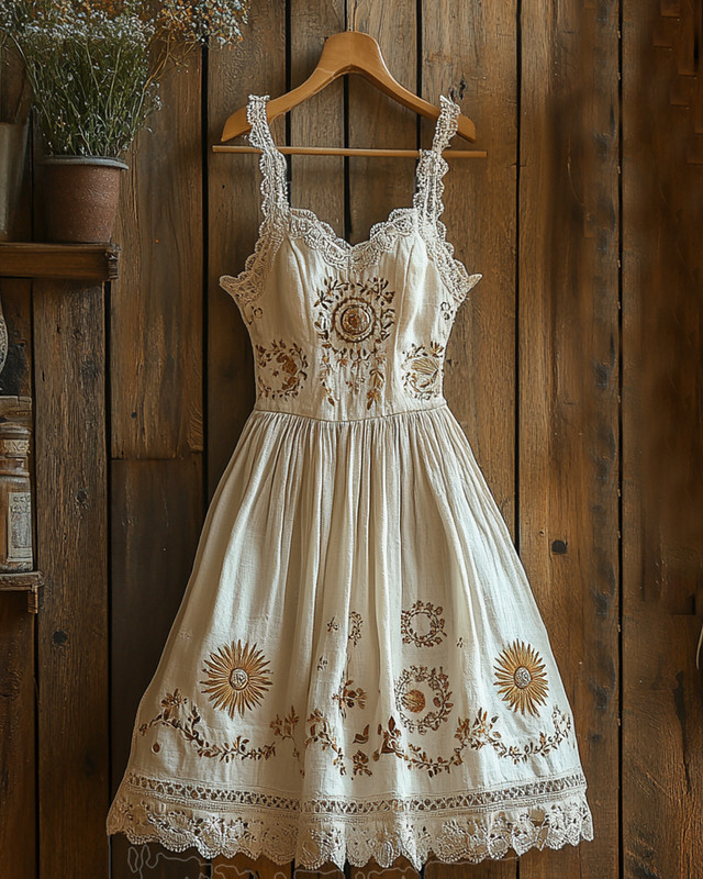 Summer Fashion Star and Moon Lace Hollow Embroidery Suspender Dress