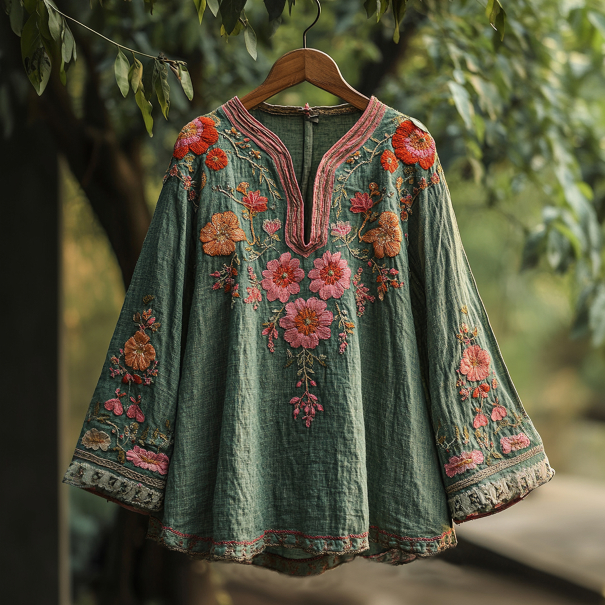 Women's Bohemian Vacation Vintage Floral Long Sleeve Shirt