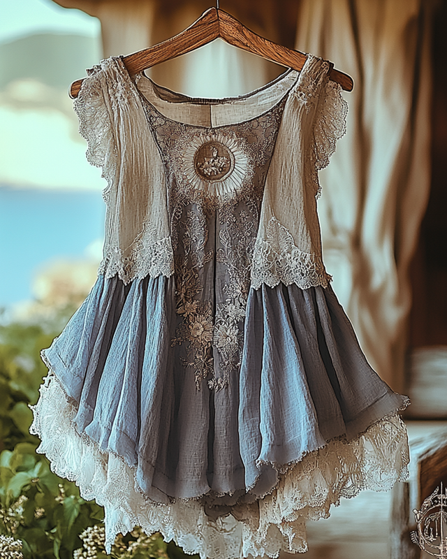 Summer Vacation Ruffle Lace Patchwork Top