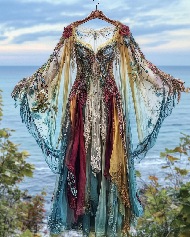 Summer Holiday Ruffle Lace Contrast Dress